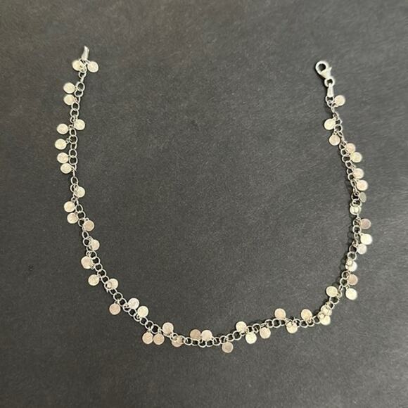 Sterling Silver Mini Disc Fringe Necklace, 11" - Picture 1 of 2